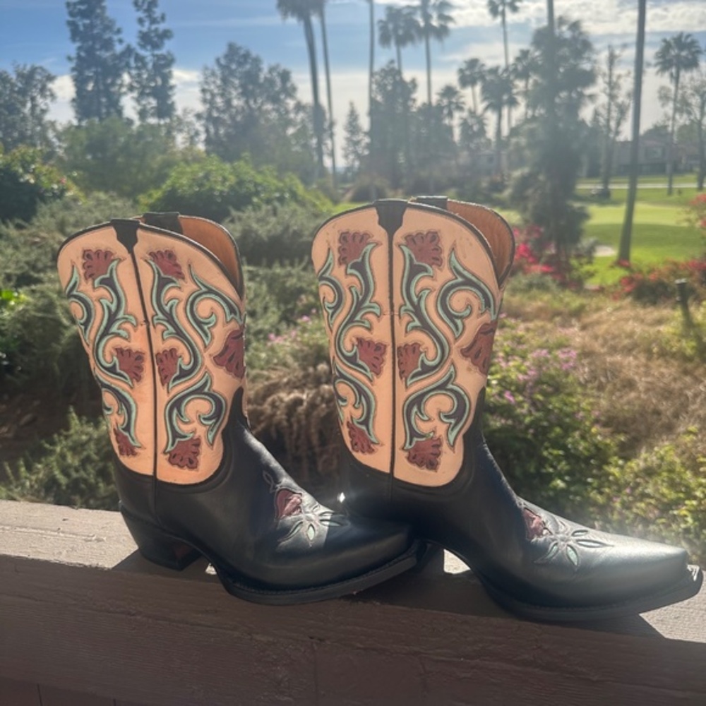 NWT ! Vintage Lucchese Art Nouveau Floral Cowgirl Boots Made in Mexico Size 8! - Picture 3 of 15